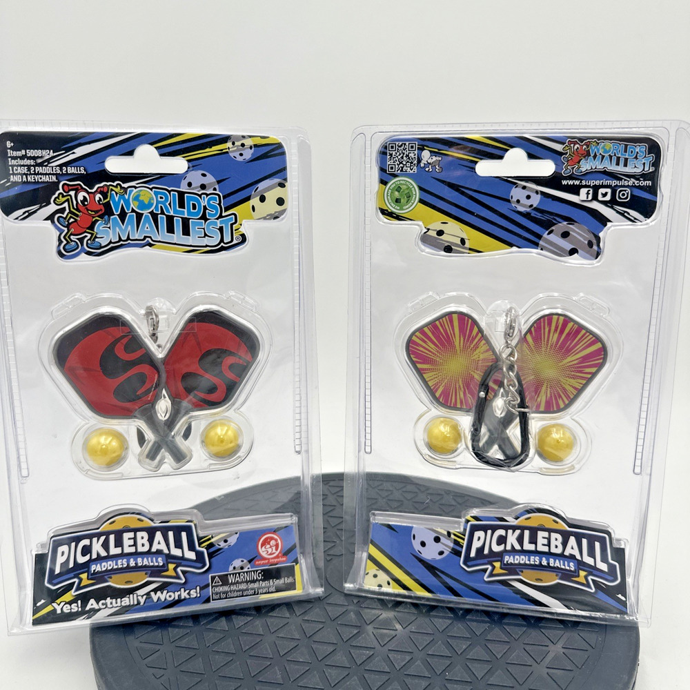 2- Worlds Smallest Pickleball Paddles & Balls Keychain